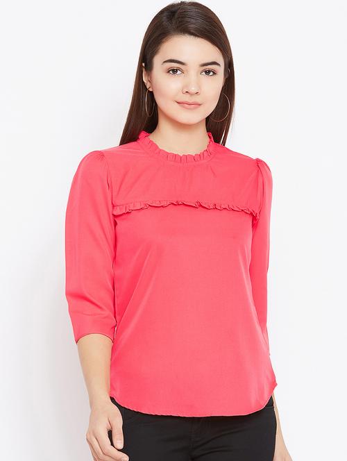 keyhole back frill trim top - 15735849 - Standard Image - 1