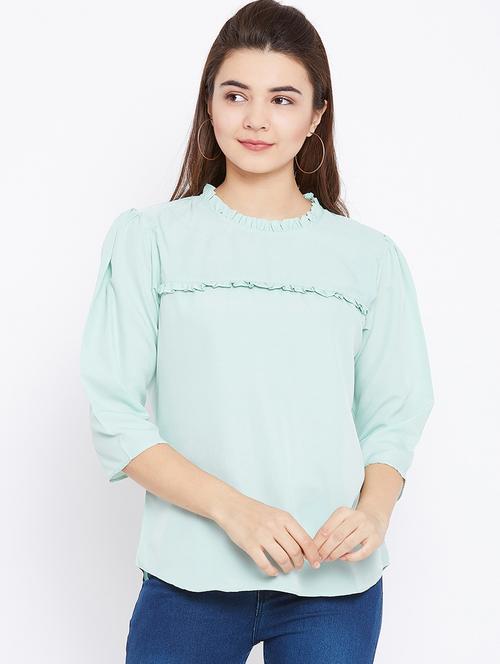 keyhole back frill trim top - 15735850 - Standard Image - 1