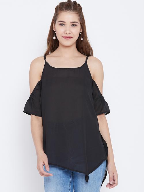 cold shoulder asymmetric top - 15735855 - Standard Image - 1