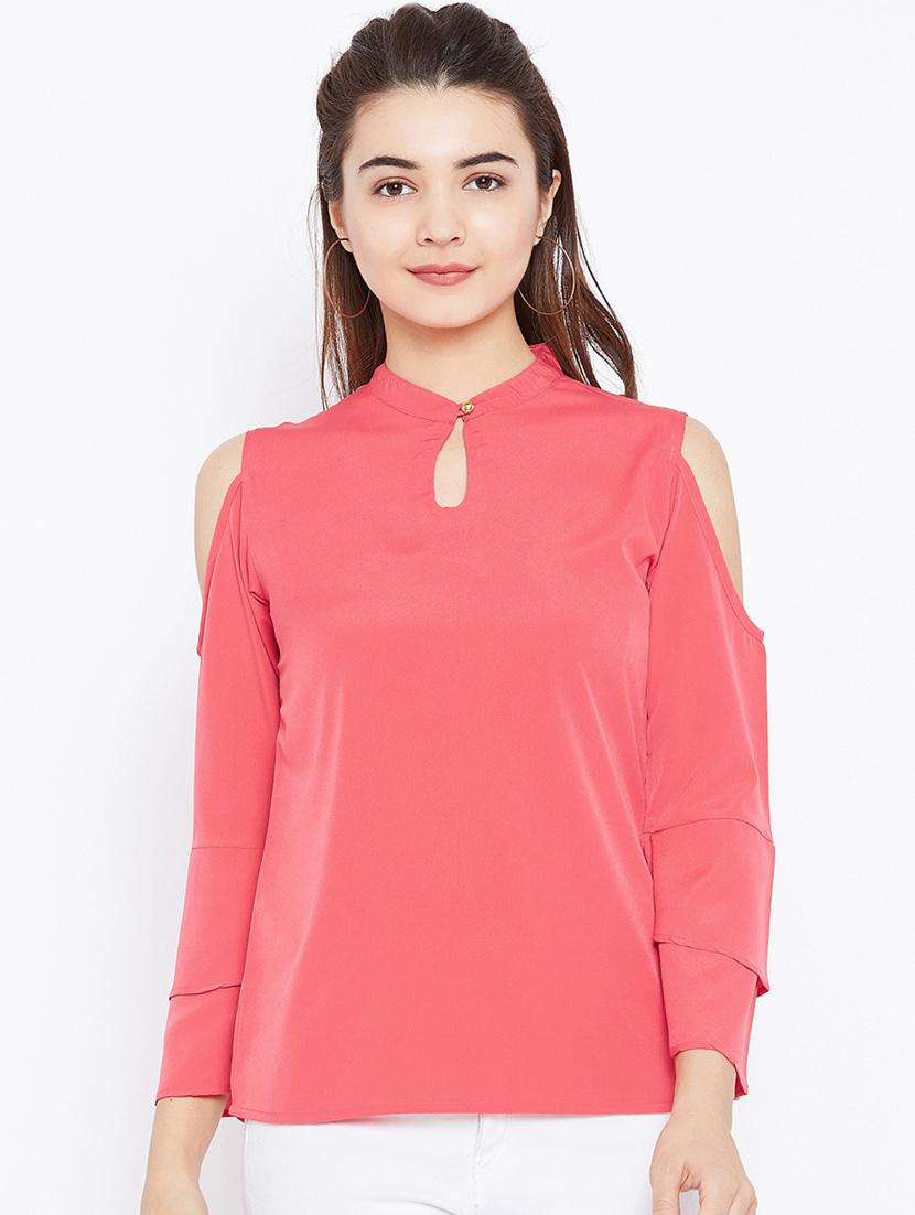keyhole neck bell sleeved top - 15735856 - Zoom Image - 1