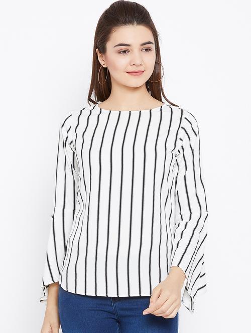 striped bell sleeved top - 15735862 - Standard Image - 1