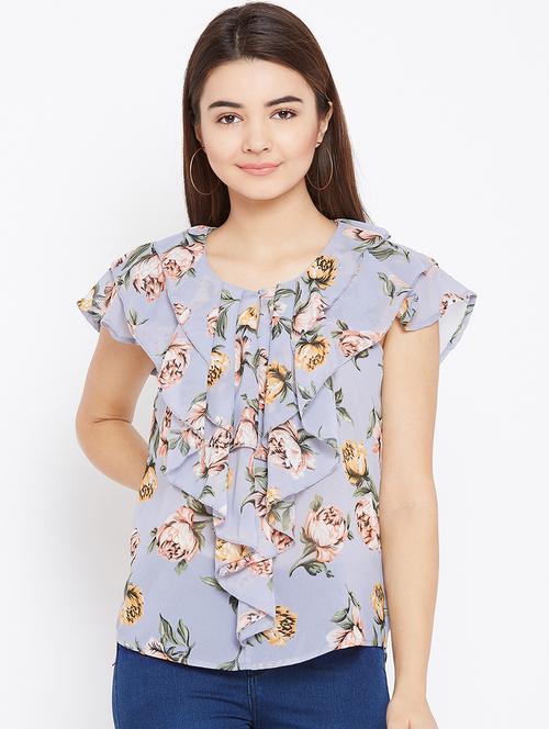 floral ruffled top - 15735864 - Standard Image - 1