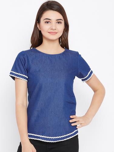 lace detail short sleeved top - 15735866 - Very Small Image - 1