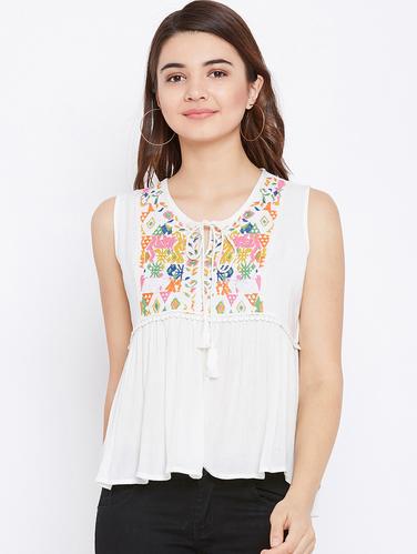 lace trim embroidered top - 15735870 - Very Small Image - 1