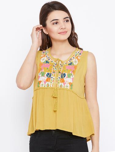 lace trim embroidered top - 15735871 - Very Small Image - 1