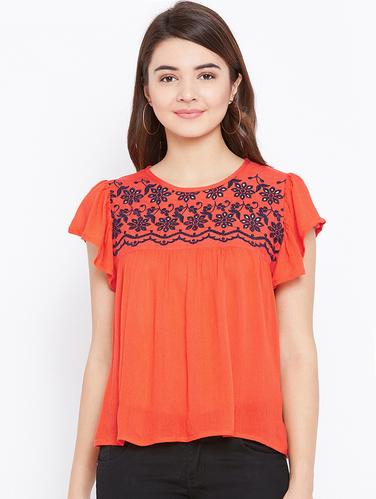 embroidered yoke boxy top - 15735872 - Very Small Image - 1