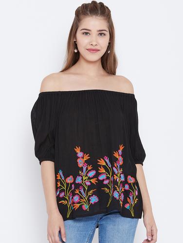 off shoulder embroidered top - 15735873 - Very Small Image - 1