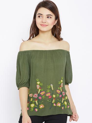 off shoulder embroidered top - 15735874 - Very Small Image - 1