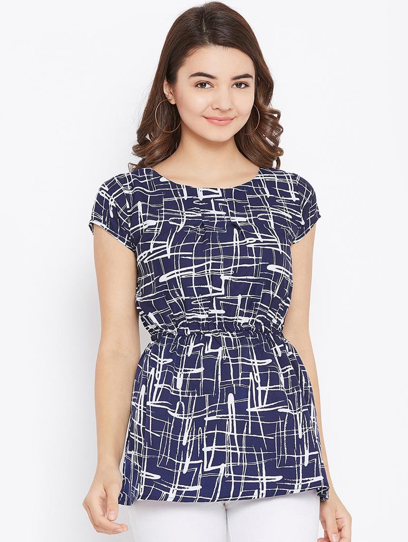 elasticated waist abstract print top - 15735891 - Zoom Image - 1