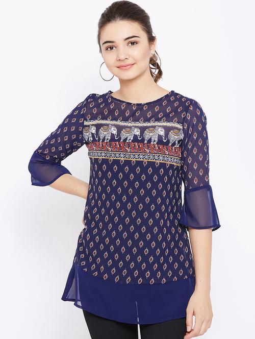 sheer paneled curved hem tunic - 15735895 - Standard Image - 1