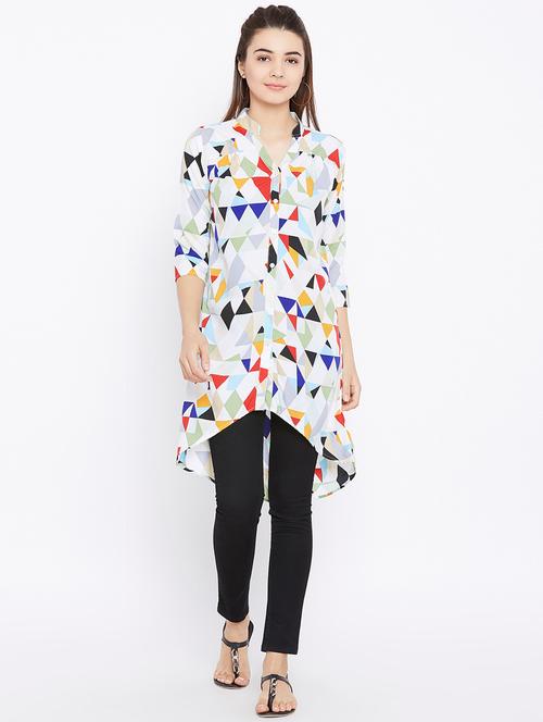 geometric print high low tunic - 15735901 - Standard Image - 1