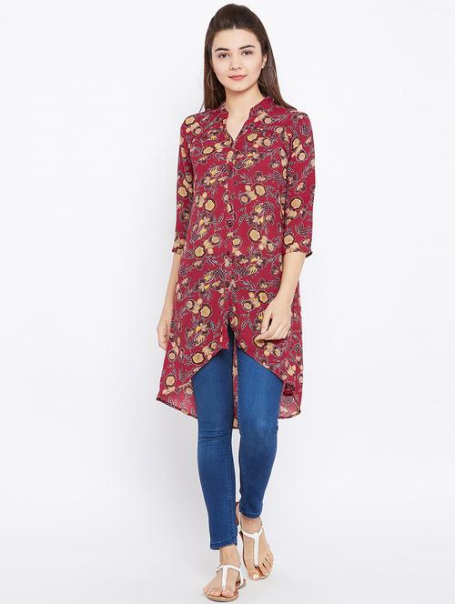 button up high low tunic - 15735902 - Standard Image - 1