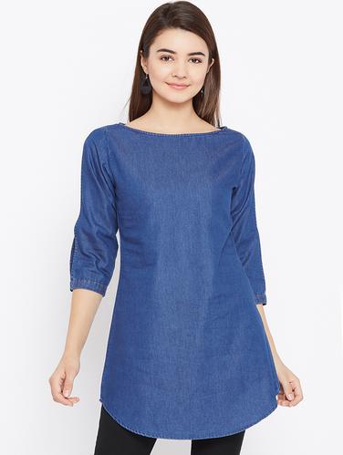 boat neck slit sleeved tunic - 15735907 - Very Small Image - 1