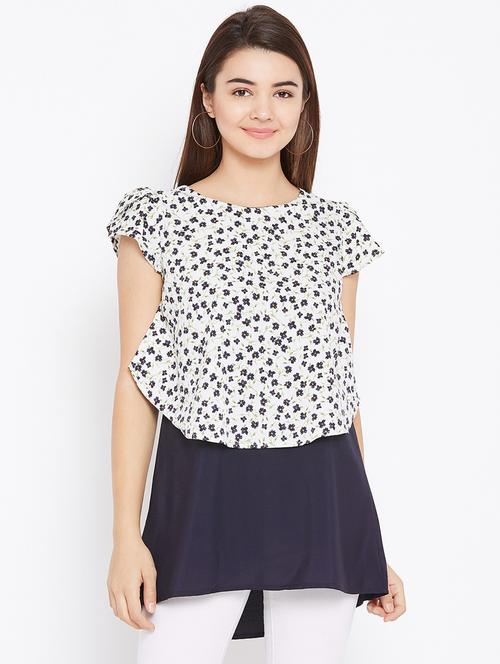 floral overlay high low tunic - 15735910 - Standard Image - 1