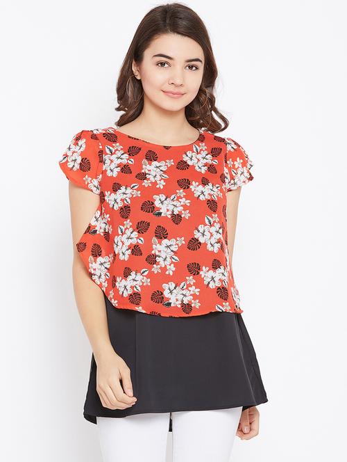 floral overlay high low tunic - 15735911 - Standard Image - 1