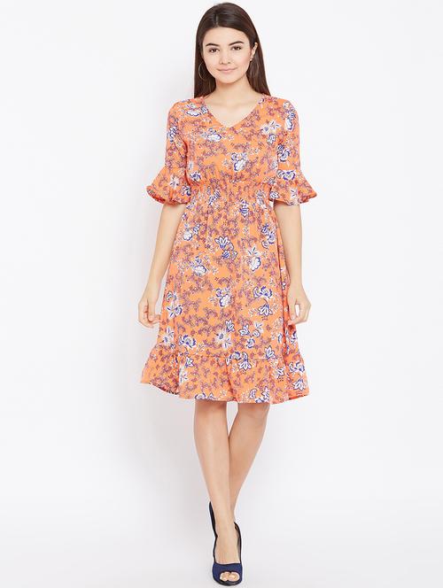 smocked waist bell sleeved dress - 15735932 - Standard Image - 1