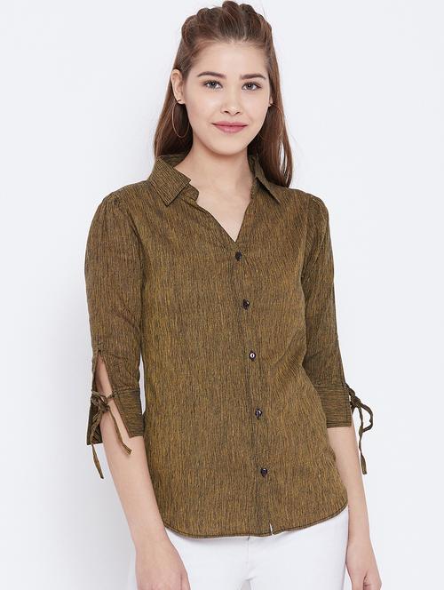 tie up detail sleeved shirt - 15735933 - Standard Image - 1