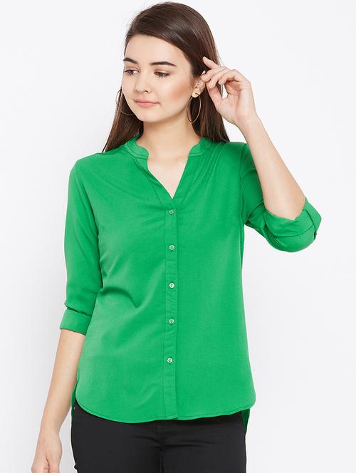 mandarin neck full sleeved shirt - 15735936 - Standard Image - 1