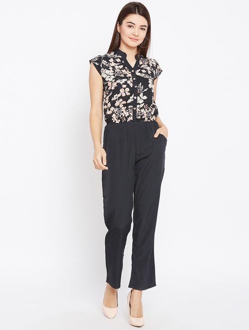 button detail floral jumpsuit - 15735937 - Standard Image - 1