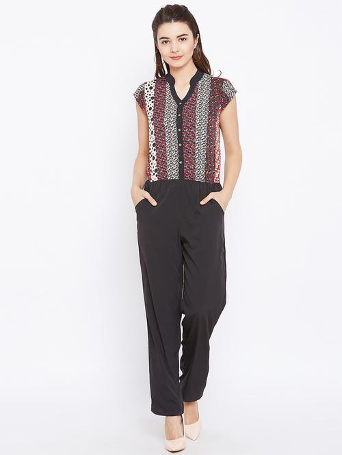 button detail floral jumpsuit - 15735938 - Standard Image - 1