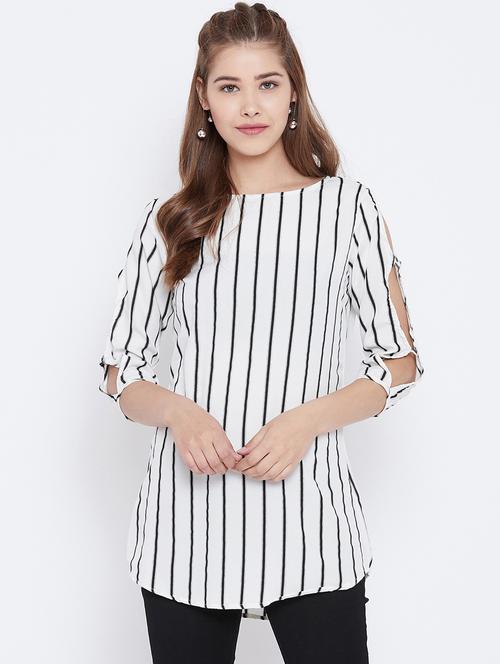 slit sleeved striped tunic - 15736679 - Standard Image - 1
