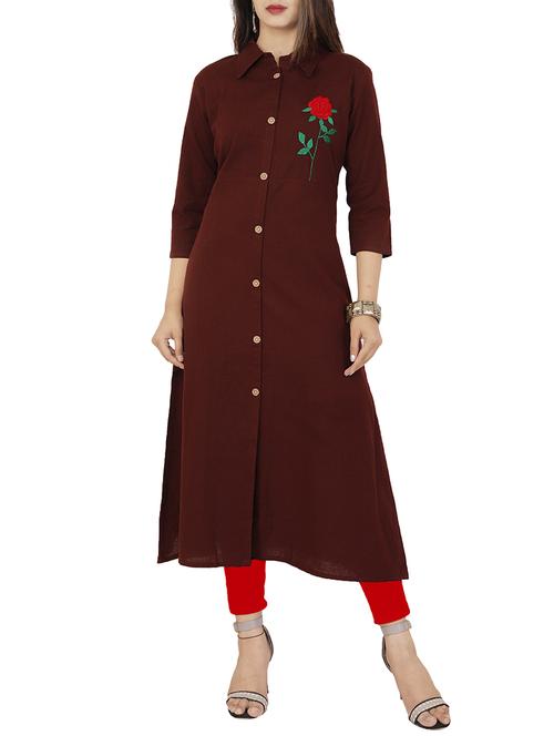 Embroidered a-line kurta - 15736761 - Standard Image - 1