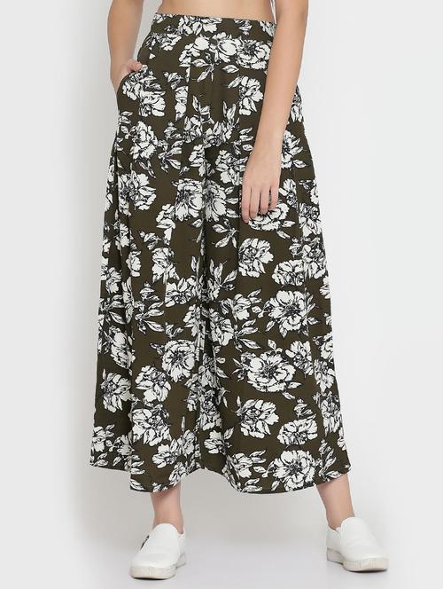 floral pocket detail flared palazzo - 15736790 - Standard Image - 1