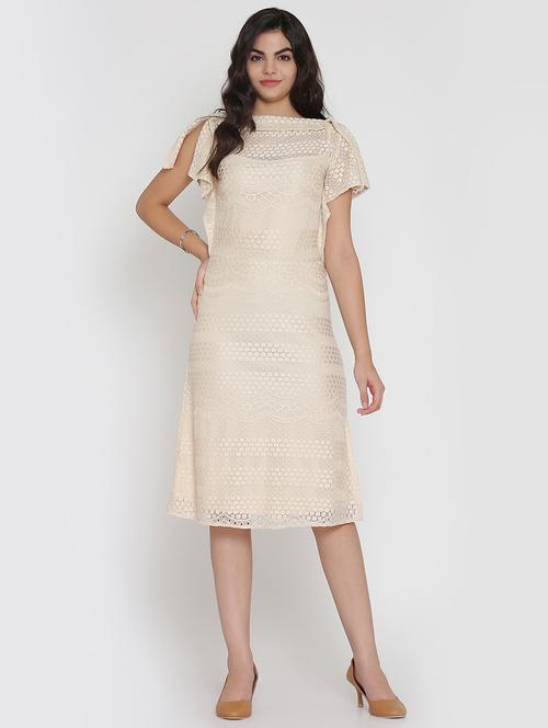 side slit lace a-line dress - 15736798 - Standard Image - 1