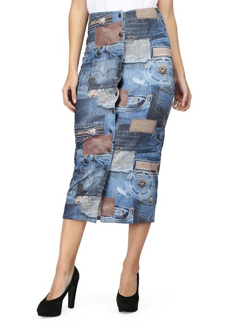 graphic print button up skirt - 15736799 - Standard Image - 1