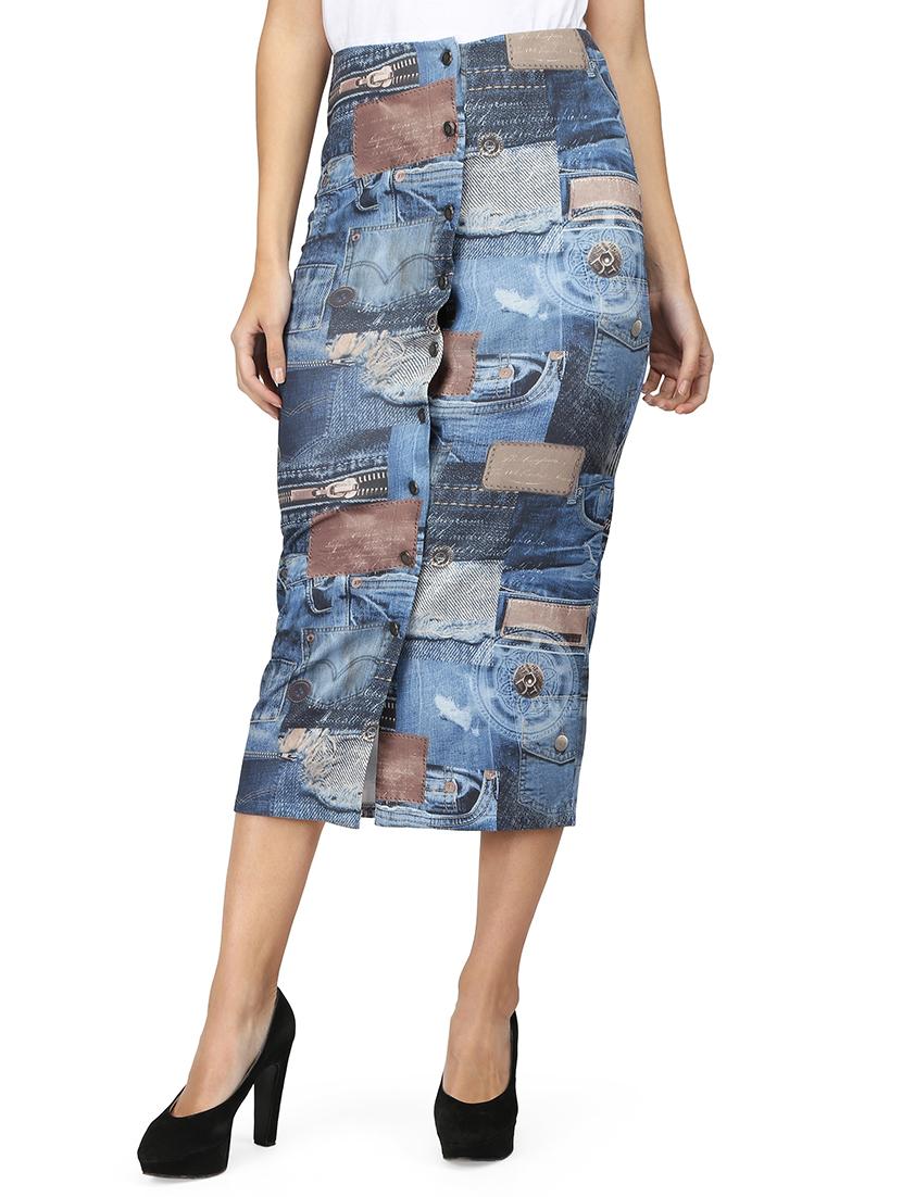 graphic print button up skirt - 15736799 - Zoom Image - 1