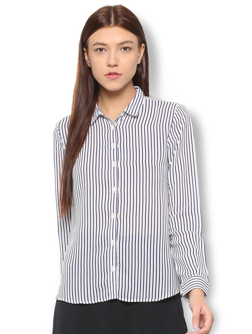 curved hem striped shirt - 15736820 - Zoom Image - 1