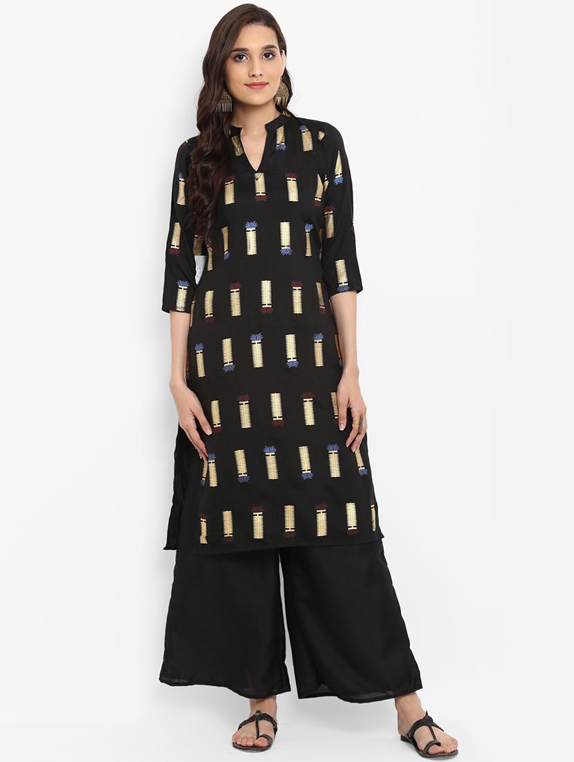 Foil print straight kurta - 15737003 - Zoom Image - 1