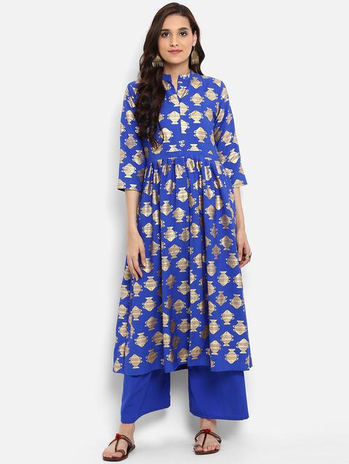 Foil print Flared kurta - 15737012 - Standard Image - 1
