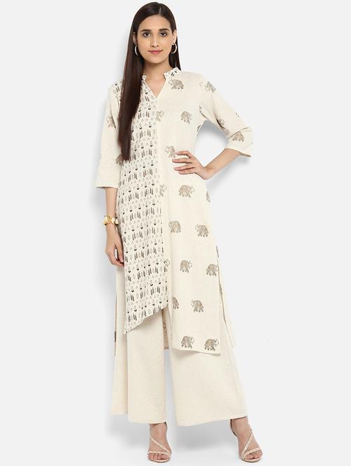 Asymmetric printed kurta - 15737028 - Standard Image - 1