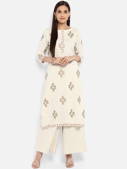 Foil print straight kurta - 15737029 - Standard Image - 1