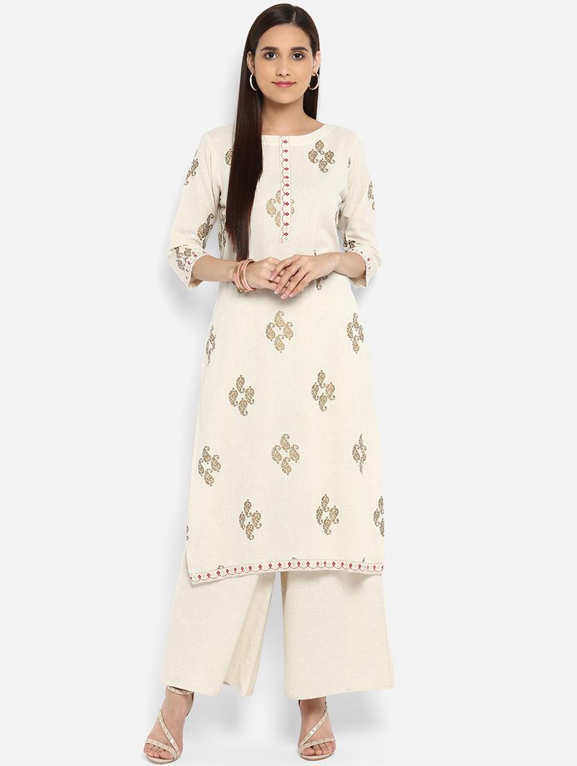 Foil print straight kurta - 15737029 - Zoom Image - 1