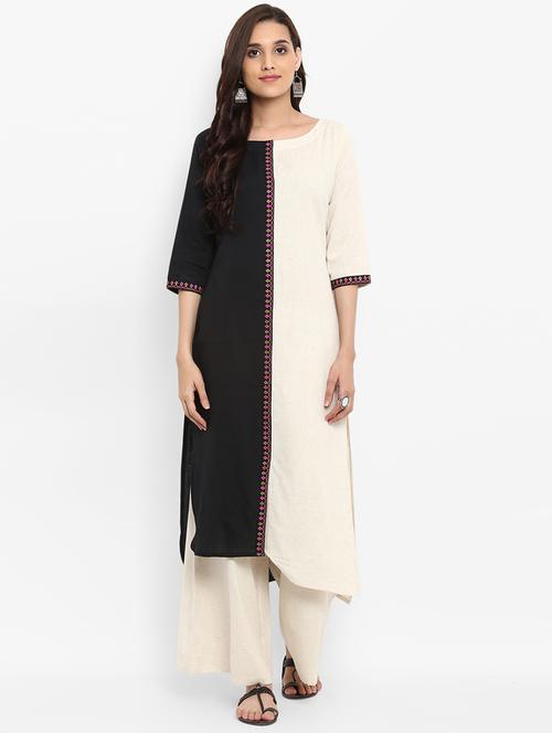 Color block straight kurta - 15737030 - Standard Image - 1