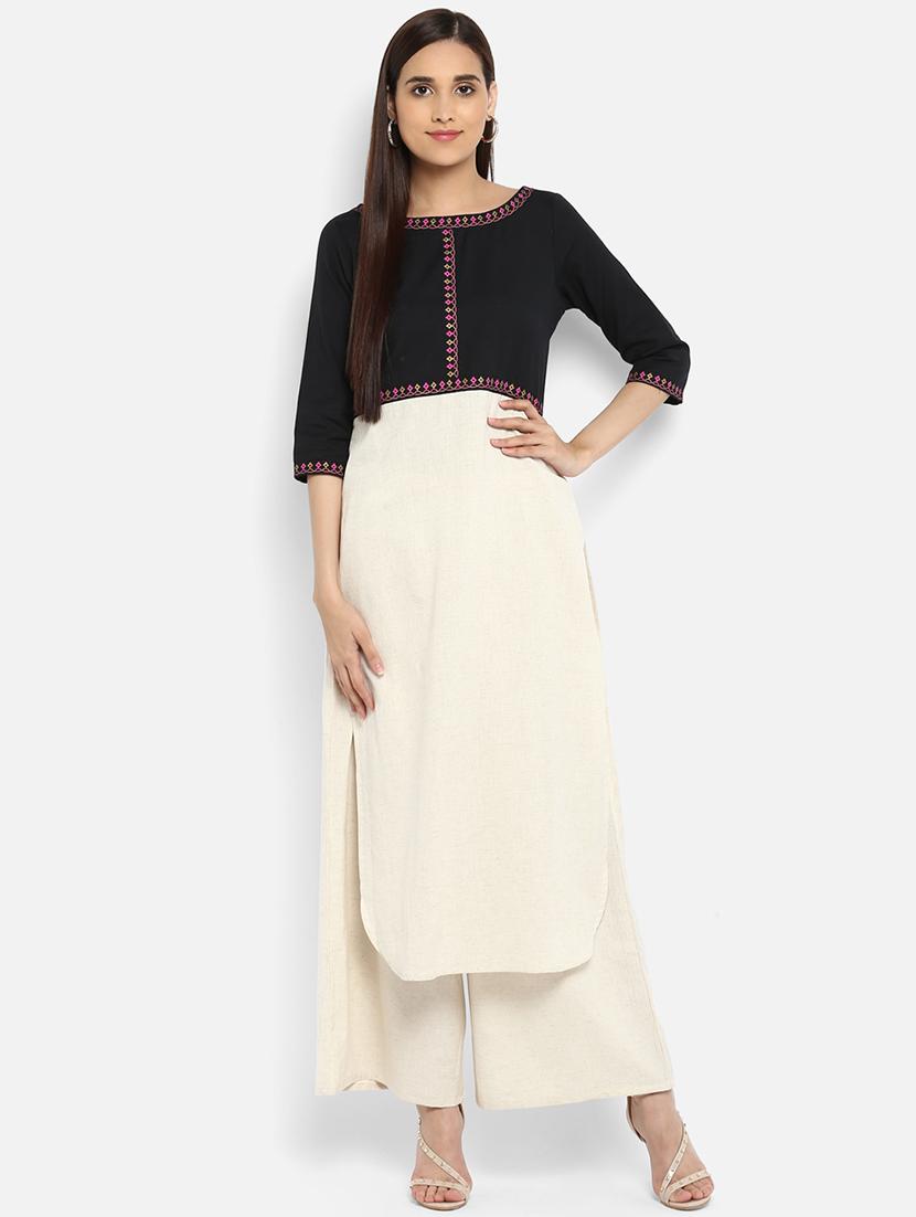 Color block straight kurta - 15737032 - Zoom Image - 1