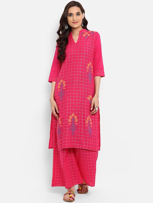 Checkered straight kurta - 15737037 - Standard Image - 1