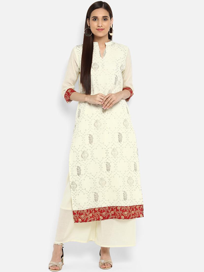 Foil print straight kurta - 15737038 - Zoom Image - 1