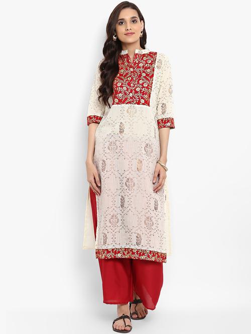 Foil print straight kurta - 15737039 - Standard Image - 1