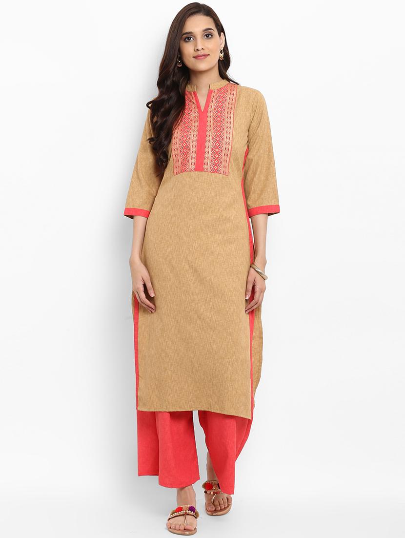 Patch work straight kurta - 15737044 - Zoom Image - 1