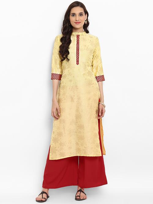 Foil print straight kurta - 15737045 - Standard Image - 1