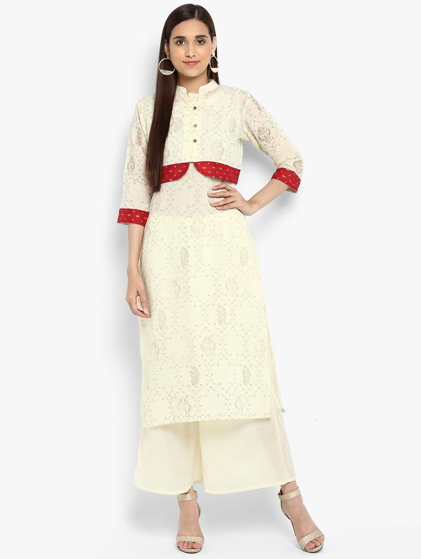Foil print straight kurta - 15737046 - Zoom Image - 1