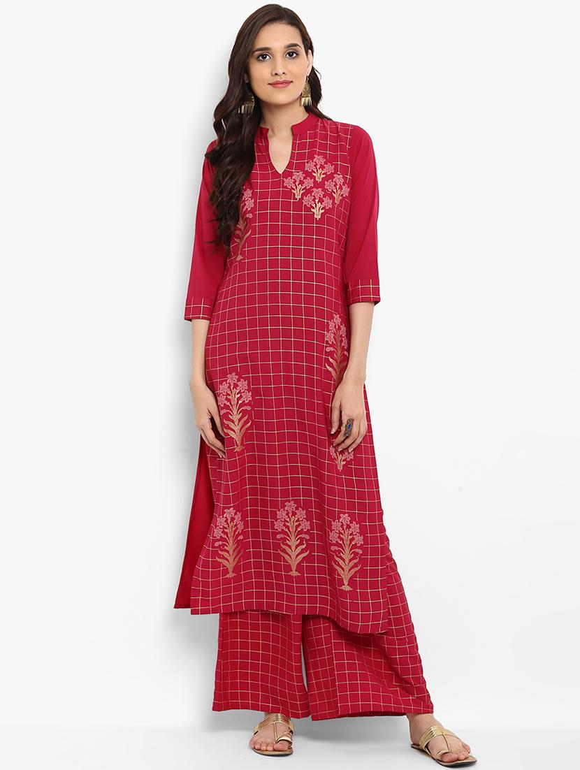 Checkered straight kurta - 15737048 - Zoom Image - 1