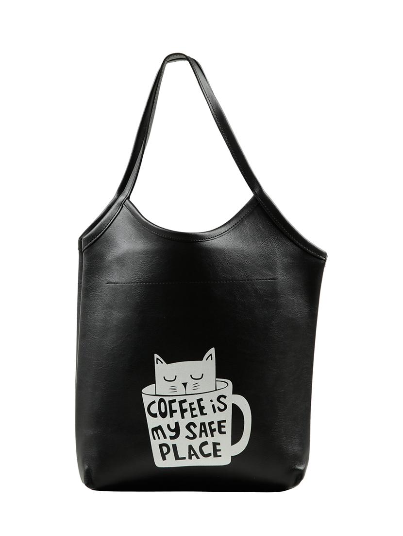 black leatherette (pu) regular tote - 15737053 - Zoom Image - 1