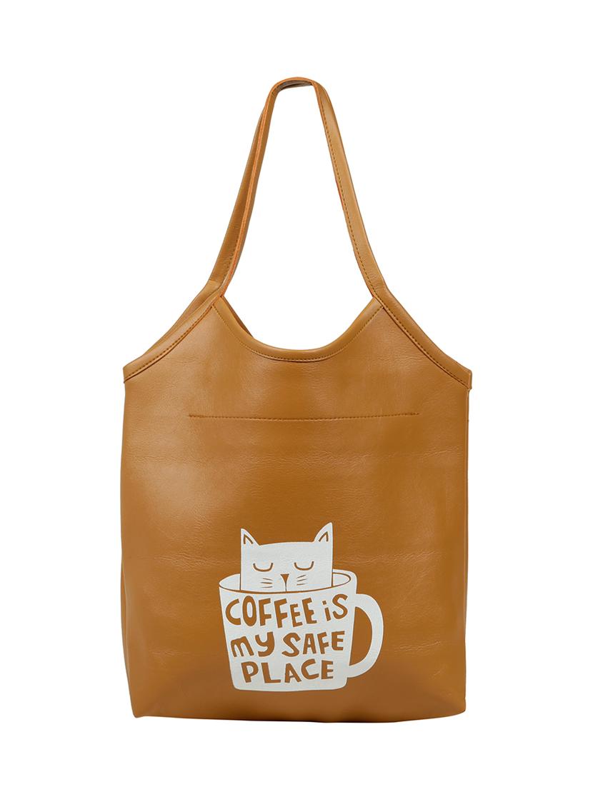 brown leatherette (pu) regular tote - 15737055 - Zoom Image - 1