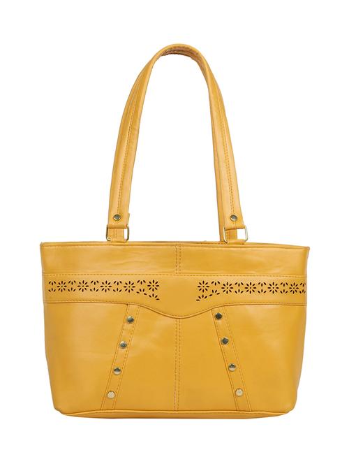 yellow leatherette (pu) regular handbag - 15737063 - Standard Image - 1
