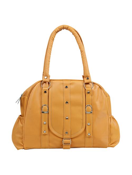 yellow leatherette (pu) regular handbag - 15737106 - Standard Image - 1