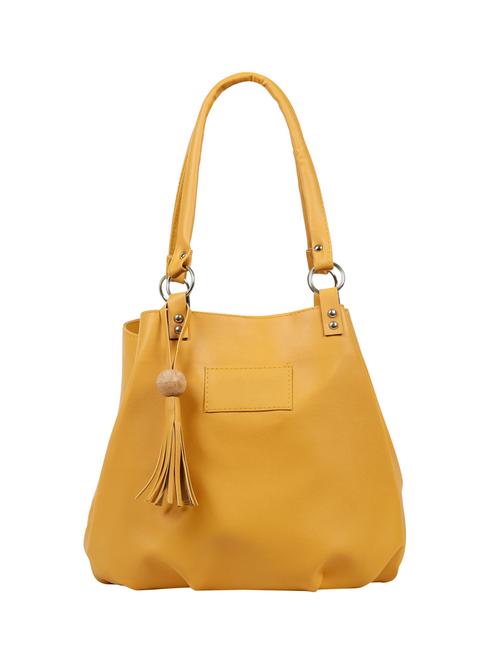yellow leatherette (pu) regular handbag - 15737116 - Standard Image - 1